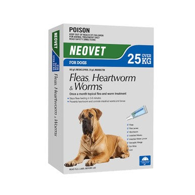 Neovet Flea, Heartworm And Worming For Extra Large Dogs - Over 25kg (3 Pack) 