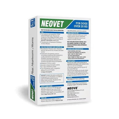 Neovet Flea, Heartworm And Worming For Extra Large Dogs - Over 25kg (3 Pack) 