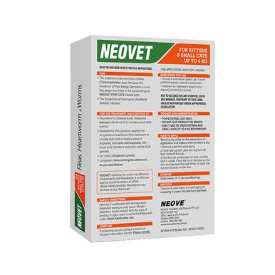 Neovet Flea, Heartworm And Worm For Kittens & Small Cats - Up To 4kg (3 Pack)