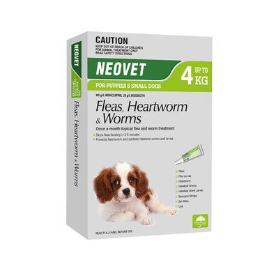 Neovet Flea, Worming And Worms For Puppies & Small Dogs - Up To 4kg (3 Pack)