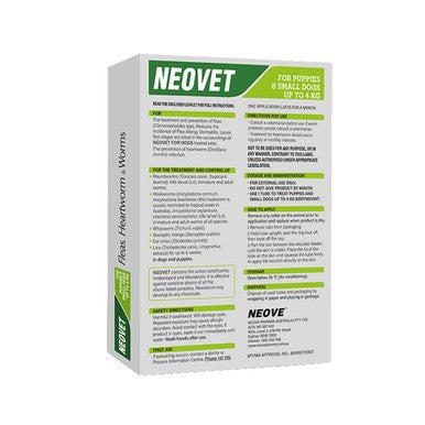 Neovet Flea, Worming And Worms For Puppies & Small Dogs - Up To 4kg (3 Pack)