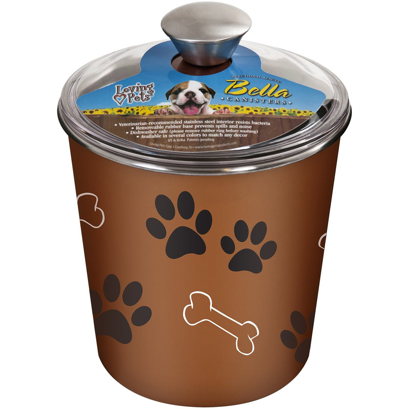 Loving Pets Bella Bowl Treat Canister With Lid Copper
