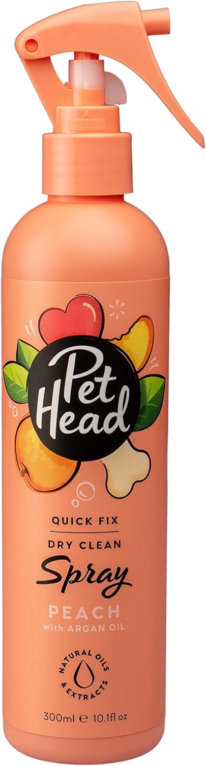 Pet Head Quick Fix Dry Clean Spray For Dogs Peach With Argan Oil 300ml