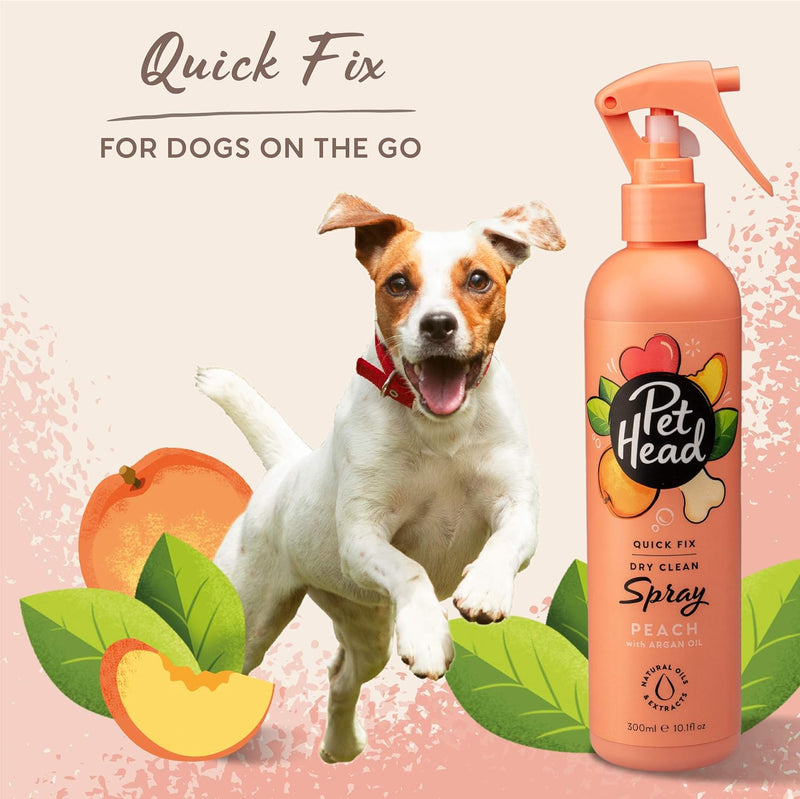 Pet Head Quick Fix Dry Clean Spray For Dogs Peach With Argan Oil 300ml