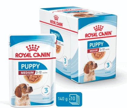 Royal Canin Canine Medium Puppy Wet Food Pouches (10 X 140g Pouches)