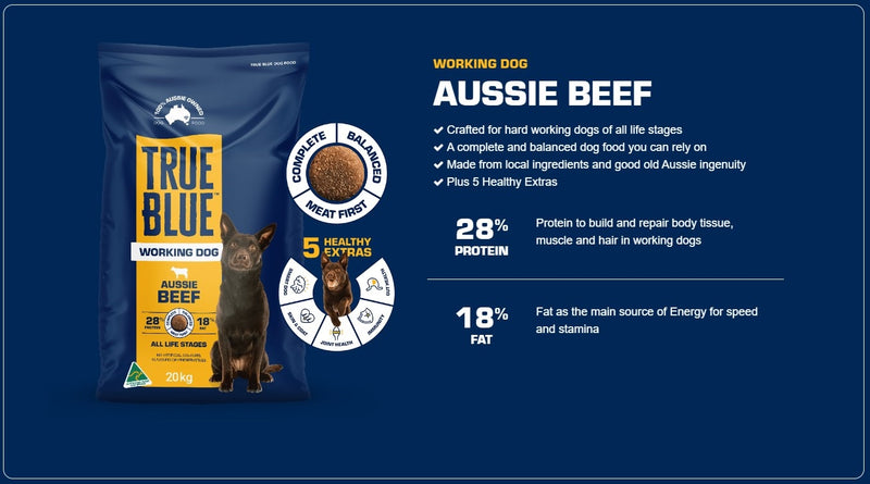 True Blue Dog Food Working Dog Beef 20kg * Click & Collet Or Local Delivery Only*