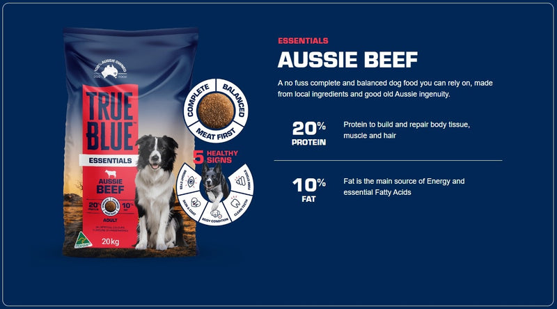 True Blue Dog Food Essentials Beef 20kg * Click & Collet Or Local Delivery Only*