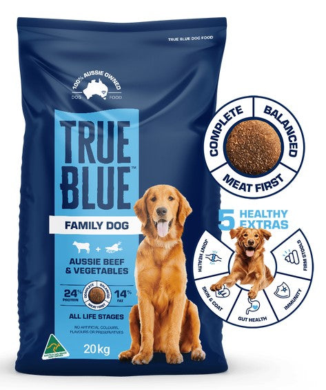 True Blue Dog Food Family Dog Beef & Veg 20kg * Click & Collet Or Local Delivery Only*