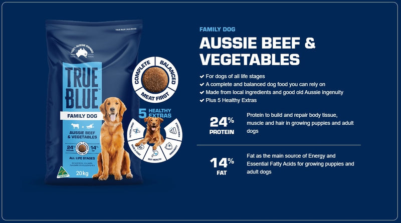 True Blue Dog Food Family Dog Beef & Veg 20kg * Click & Collet Or Local Delivery Only*