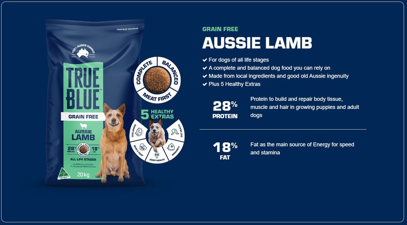 True Blue Dog Food Grain Free Lamb 20kg * Click & Collet Or Local Delivery Only*