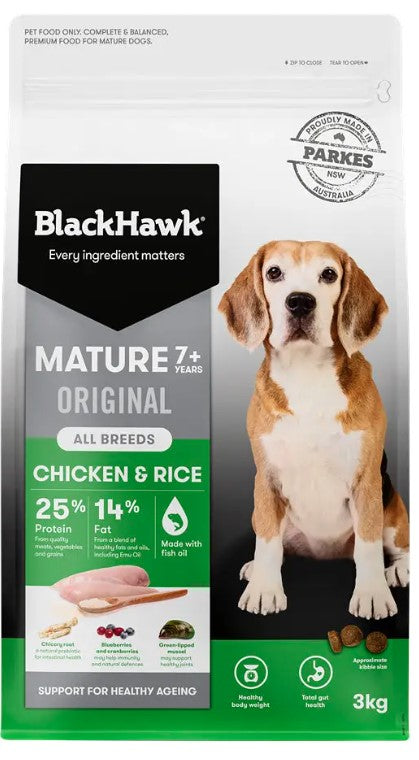 Black Hawk Mature 7+ Chicken & Rice 3kg 