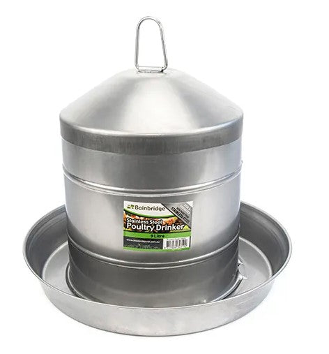 Bainbridge Stainless Steel Poultry Drinker - 9 Litre