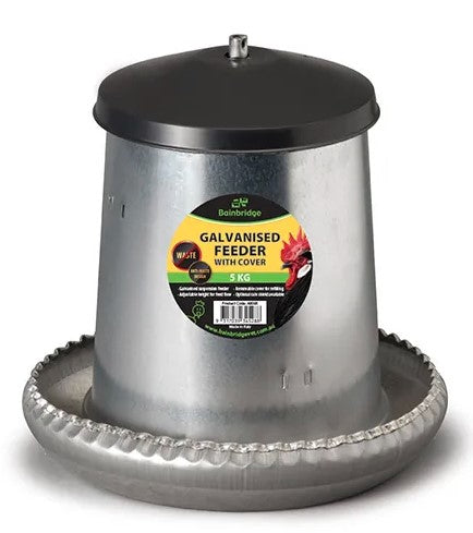 Bainbridge Galvanised Poultry Feeder With Cover - 5 Kg