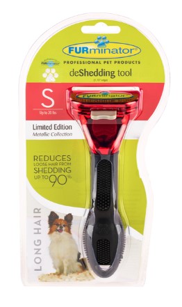 Furminator Long Hair Small Dog Deshedding Tool Metallic Red