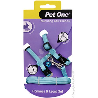 Pet One Lead & Harness Rabbit Guinea Pig & Ferret Aqua