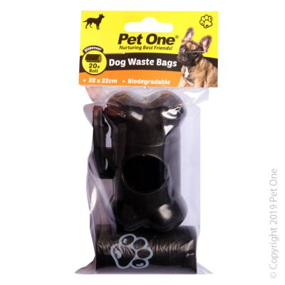 Pet One Doggy Waste Poo Bags & Dispenser 1 Pk 