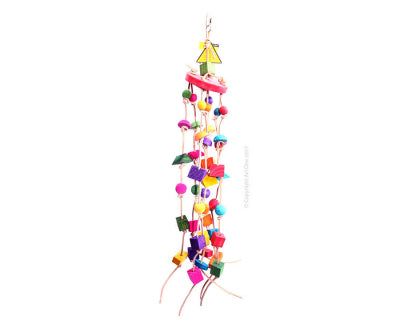 Avi One Bird Toy Leather Rope Windchime Beads 94cm Jumbo