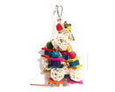Avi One Bird Toy Leather Rope With Rattan Ball And Coloured Wood Block 57cm