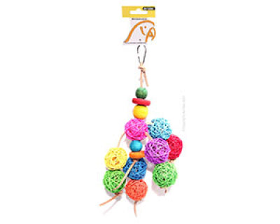 Avi One Bird Toy Leather Rope Coloured Rattan Ball 37cm