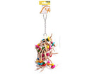 Avi One Bird Toy Leather Rope With Wooden Discs And Coloured Beads 33cm