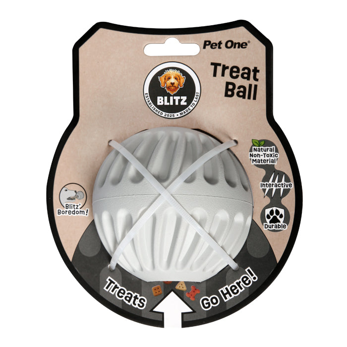 Blitz Dog Toy Rubber Treat Ball Grey Large