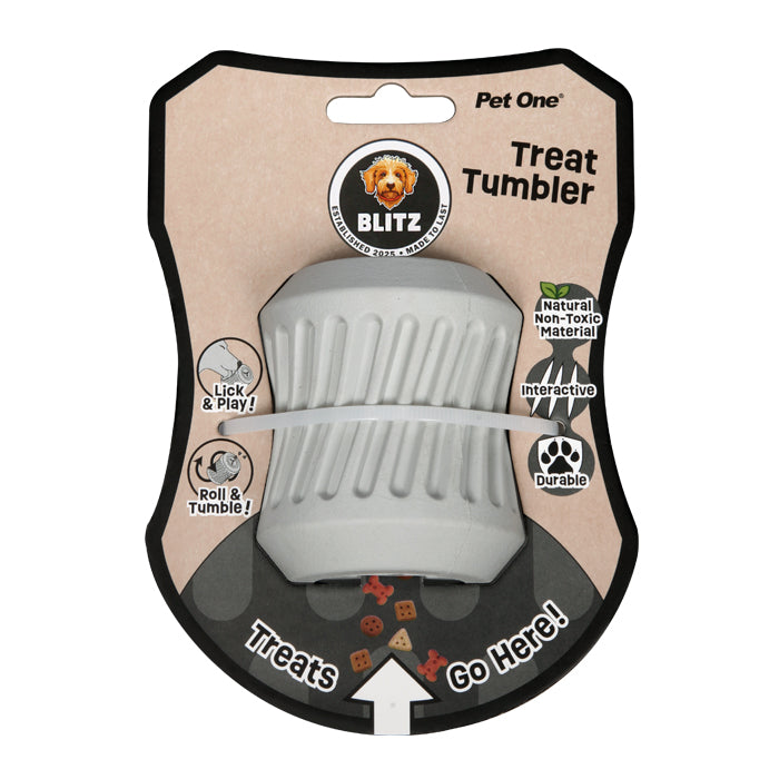 Blitz Dog Toy Rubber Treat Tumbler Grey Medium