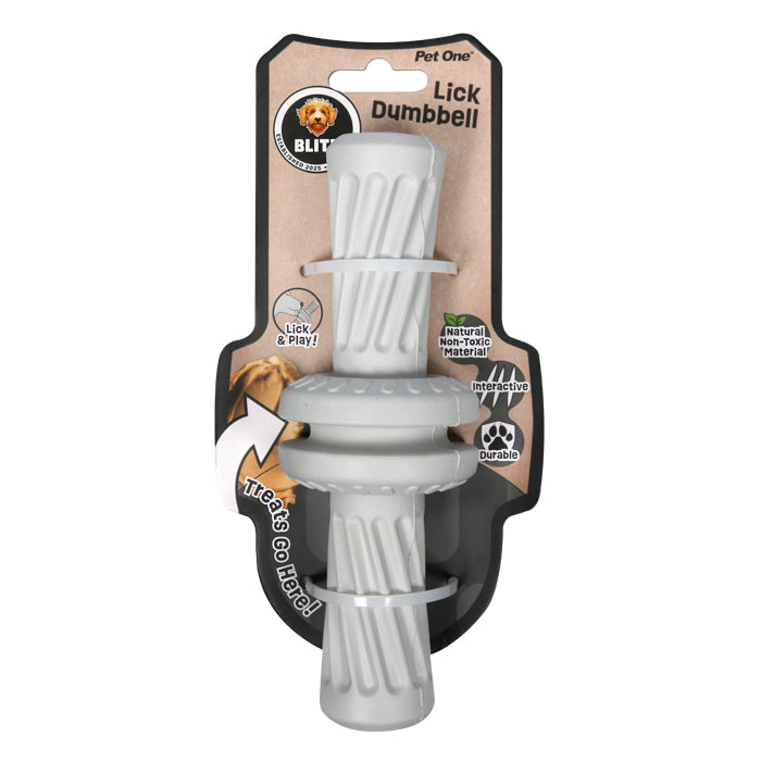 Blitz Dog Toy Rubber Lick Dumbell Grey Medium