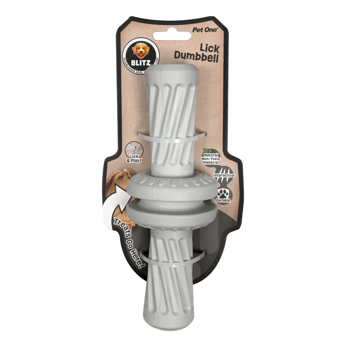 Blitz Dog Toy Rubber Lick Dumbell Grey Large
