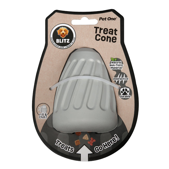 Blitz Dog Toy Rubber Treat Cone Grey Medium
