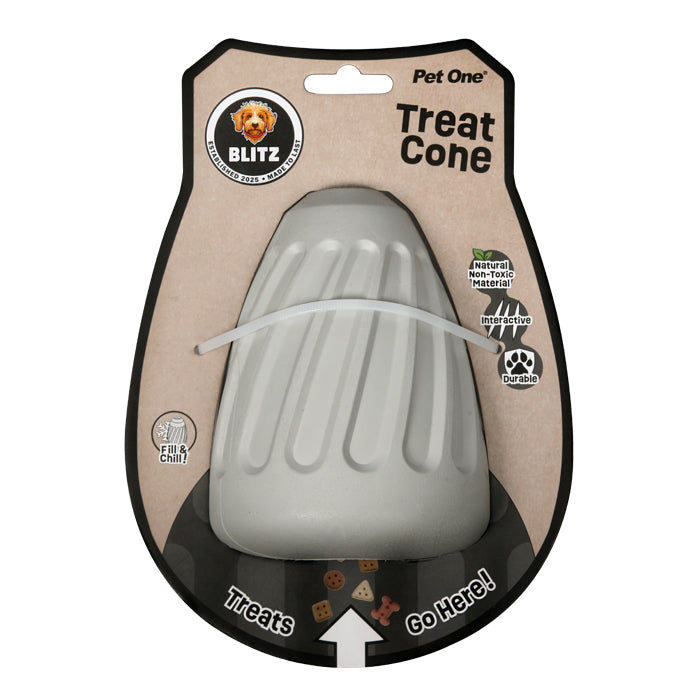 Blitz Dog Toy Rubber Treat Cone Grey Large