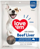 Love Em Air Dried Beef Liver Dog Training Treats 500g