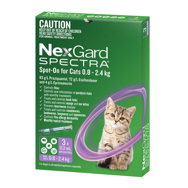 Nexgard Spectra For Cats & Kittens 0.8-2.4 Kg - Purple 3 Pack