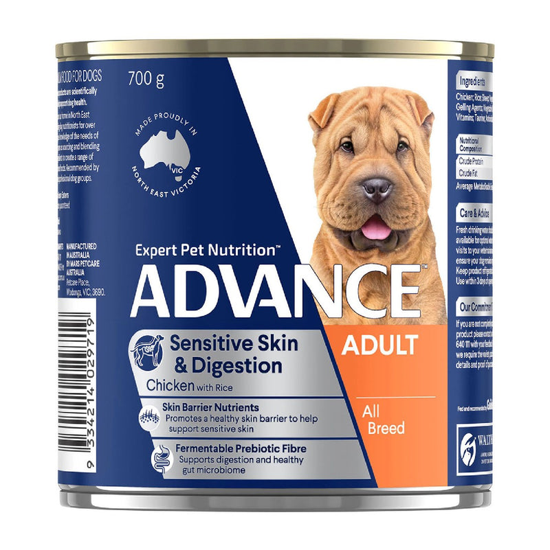 Advance Adult Dog Wet Food Cans Sensitive Skin & Digestion 700g