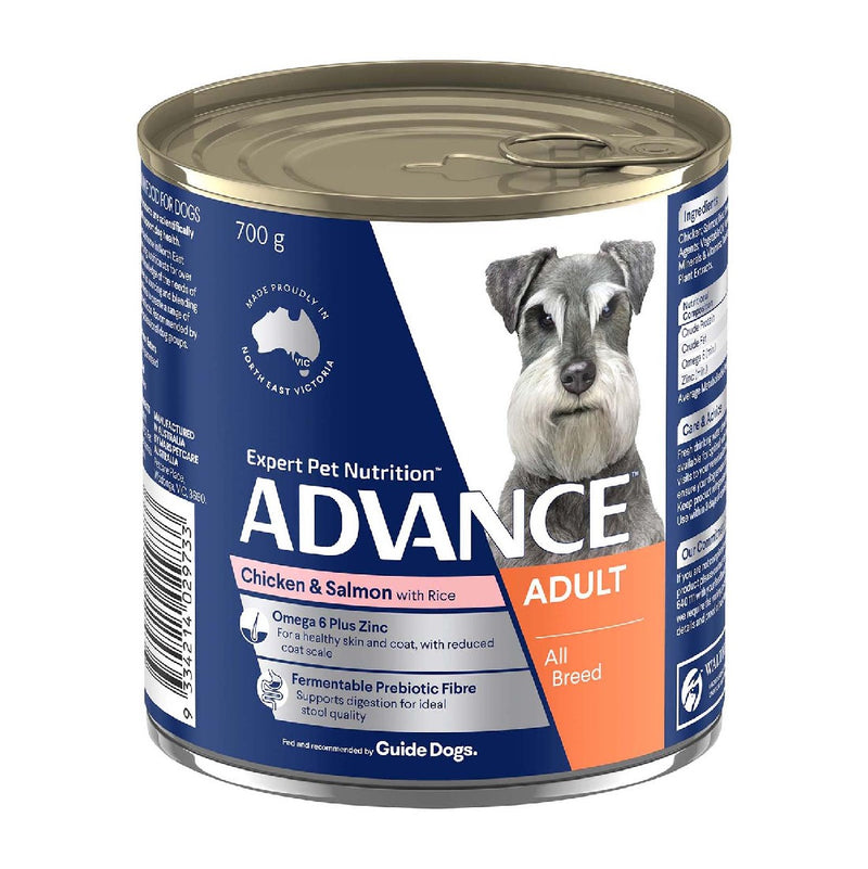 Advance Adult Dog Wet Food Cans Chicken & Salmon 700g