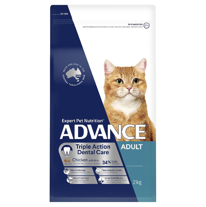 Advance Adult Cat Food Triple Action Dental Care Chicken With Rice 2kg