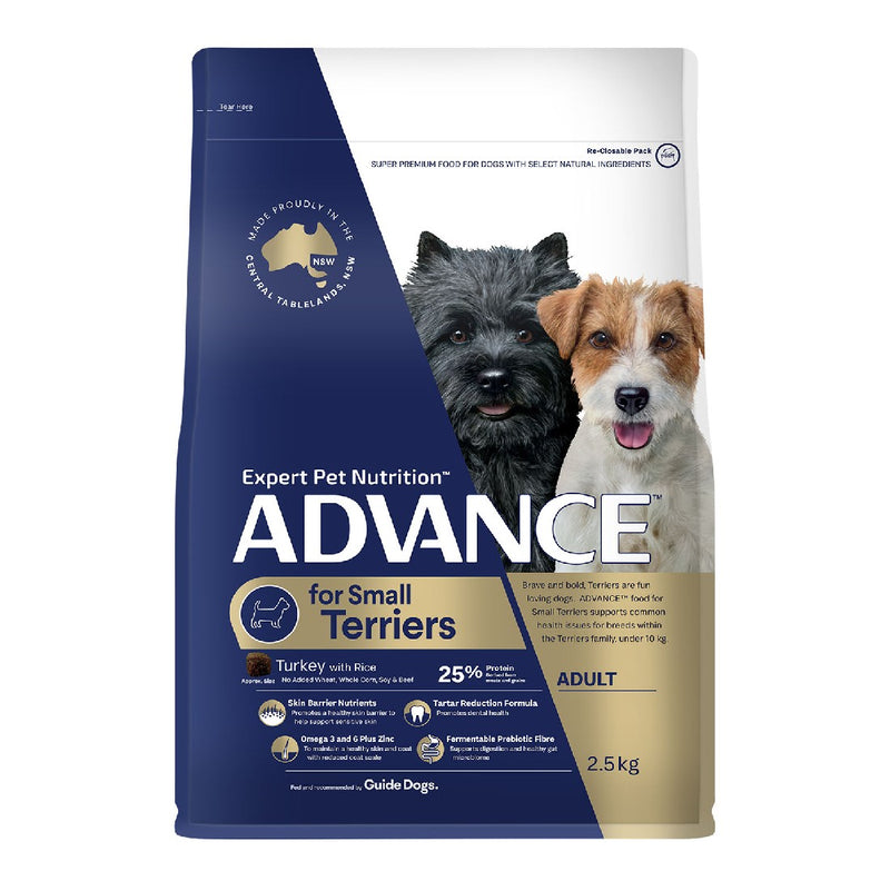 Advance Dog Food For Terriers Small Breed Turkey With Rice 2.5kg