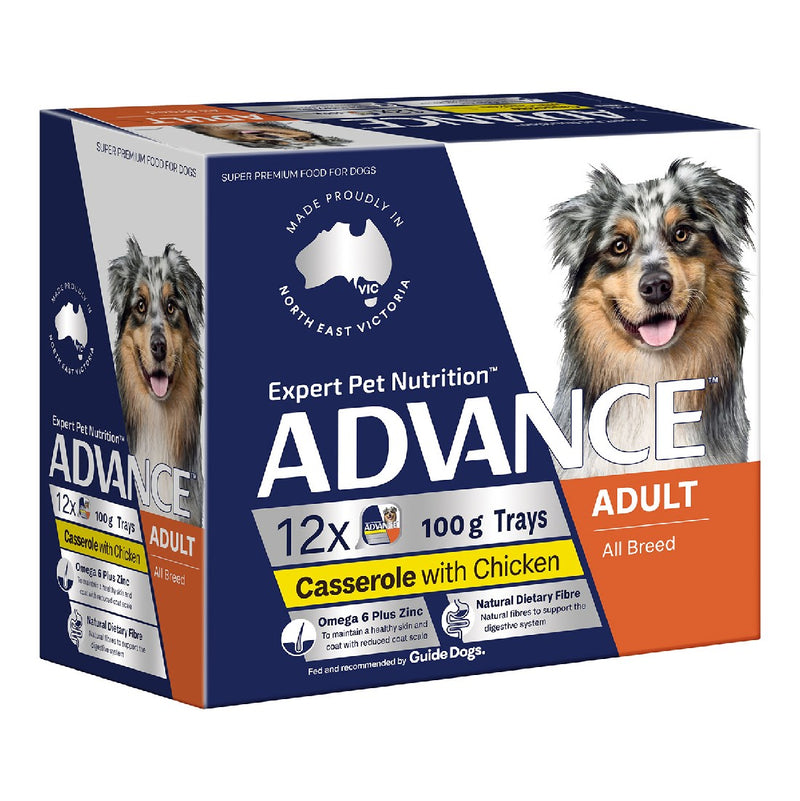 Advance Dog Trays Wet Food All Breed Chicken Casserole 12 X 100g
