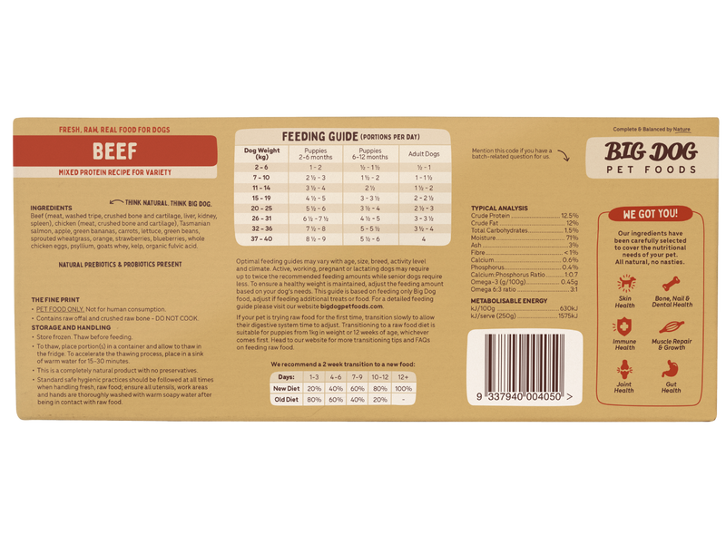 Big Dog Barf Beef Raw Dog Food Frozen 3kg