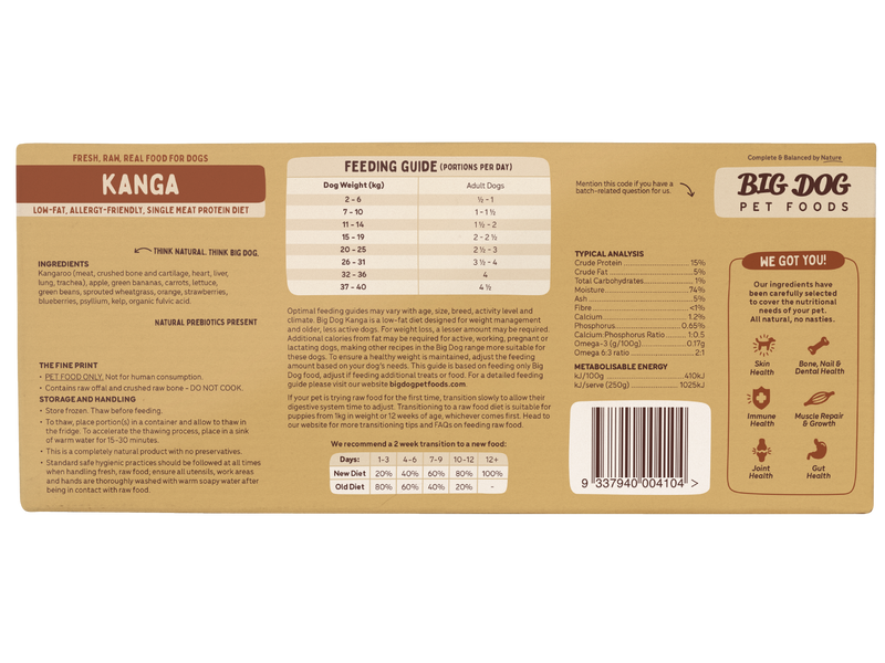 Big Dog Barf Kangaroo Raw Dog Food Frozen 3kg