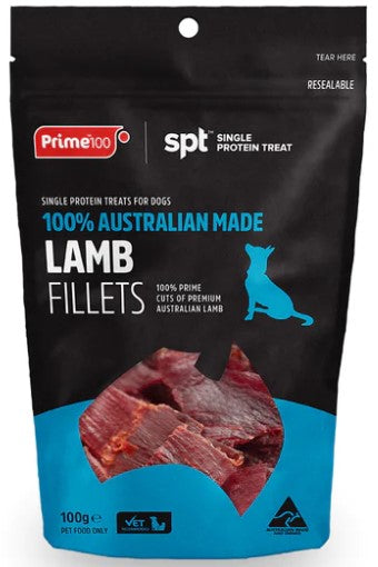 Prime 100 Dog Treats Lamb Fillets 100g