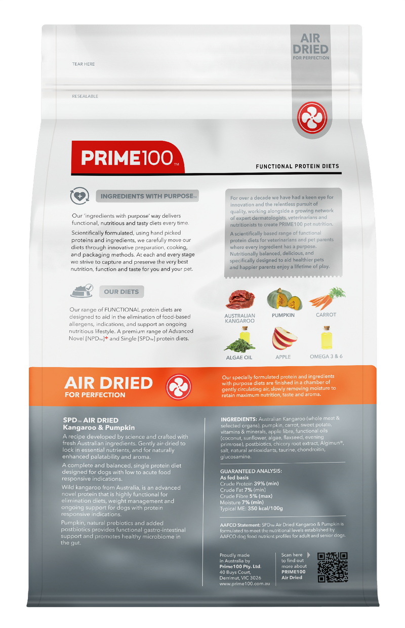 Prime 100 Spd™ Air Dried Kangaroo & Pumpkin 2.2kg