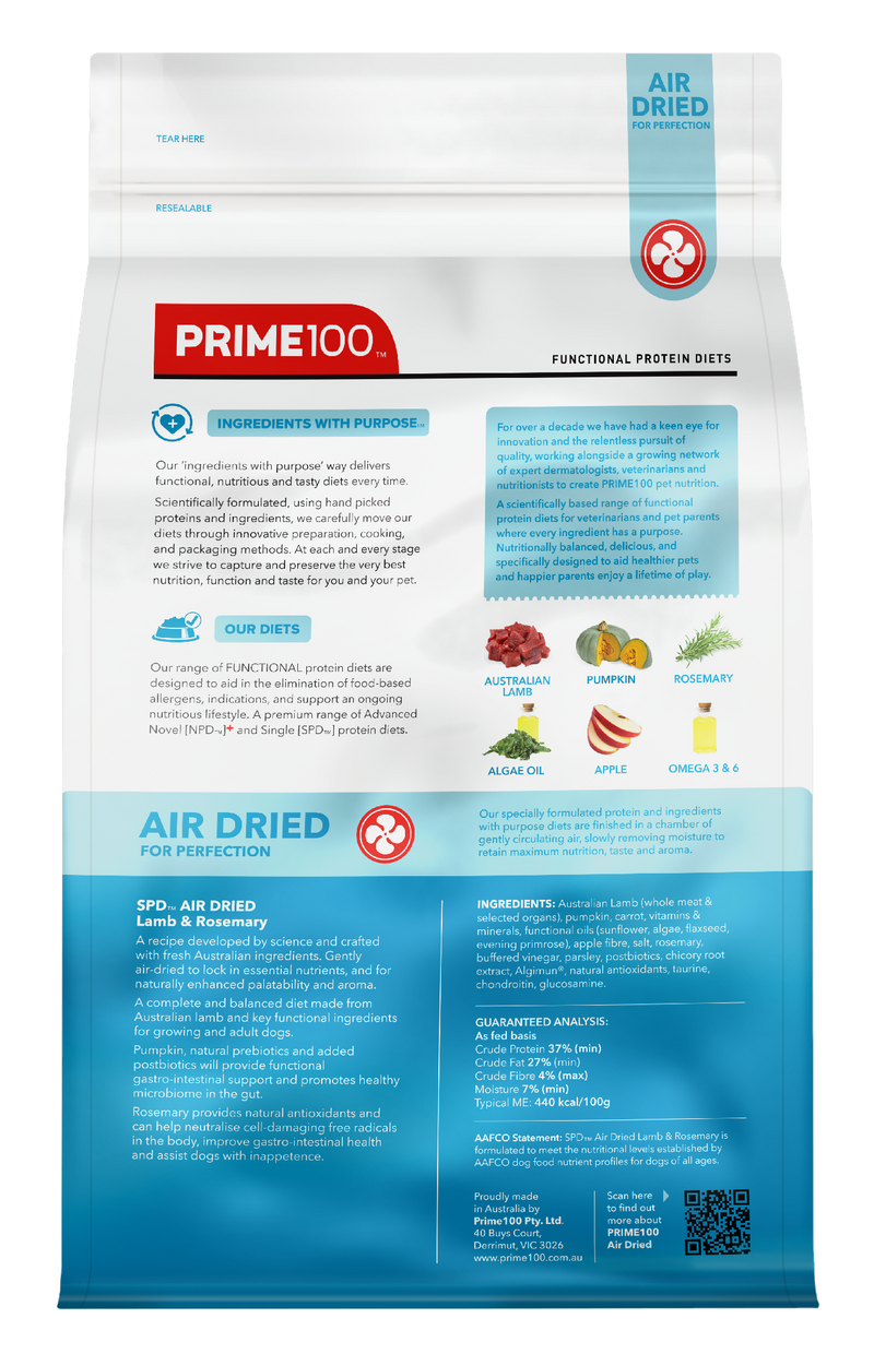 Prime 100 Spd™ Air Dried Lamb & Rosemary 2.2kg