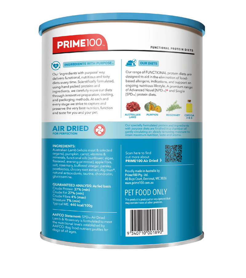 Prime 100 Spd™ Air Dried Lamb & Rosemary 600g