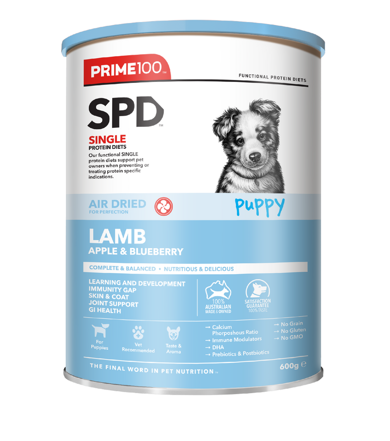 Prime 100 Spd™ Air Dried Puppy Lamb Apple & Blueberry 600g