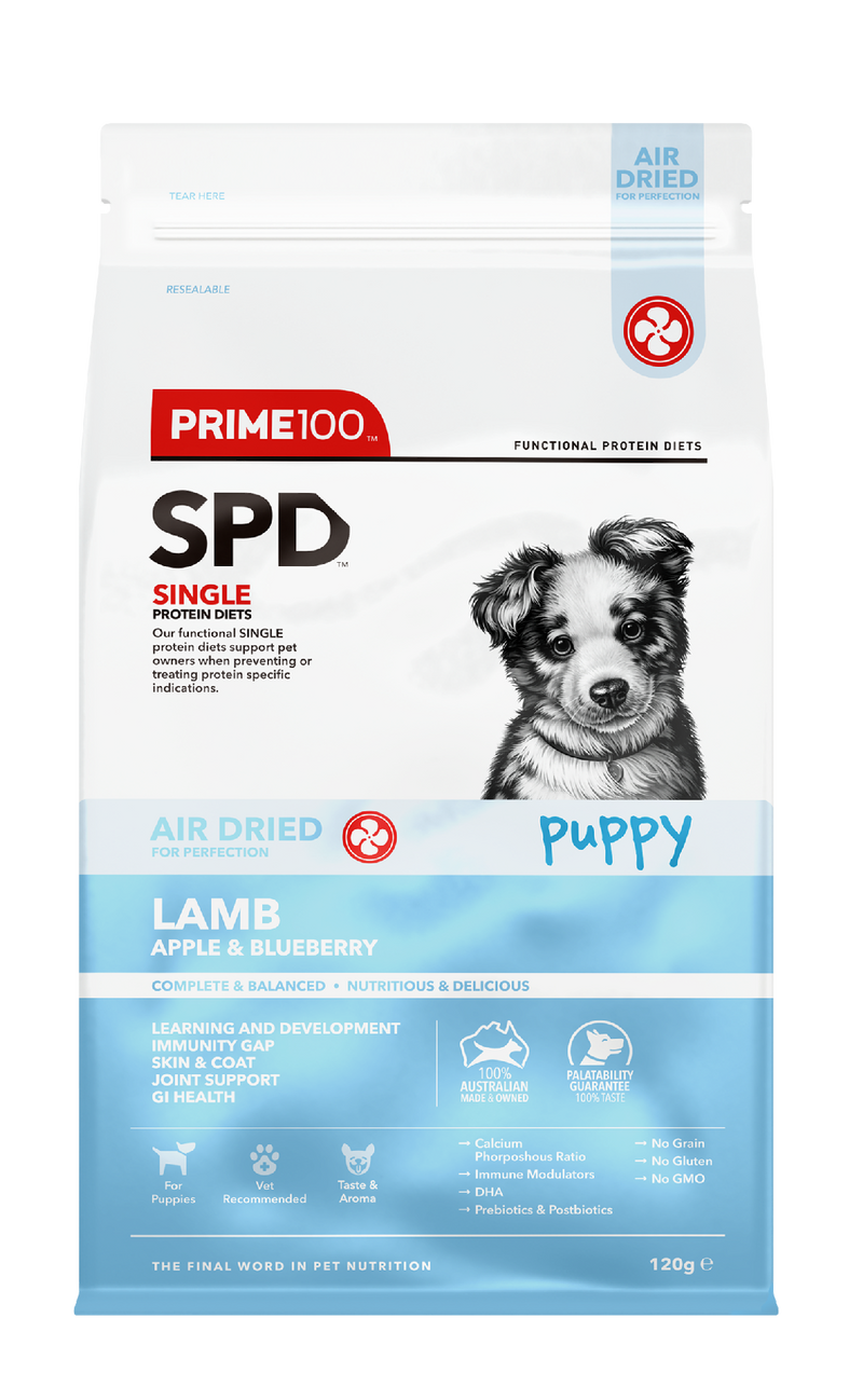 Prime 100 Spd™ Air Dried Puppy Lamb, Apple & Blueberry 120g