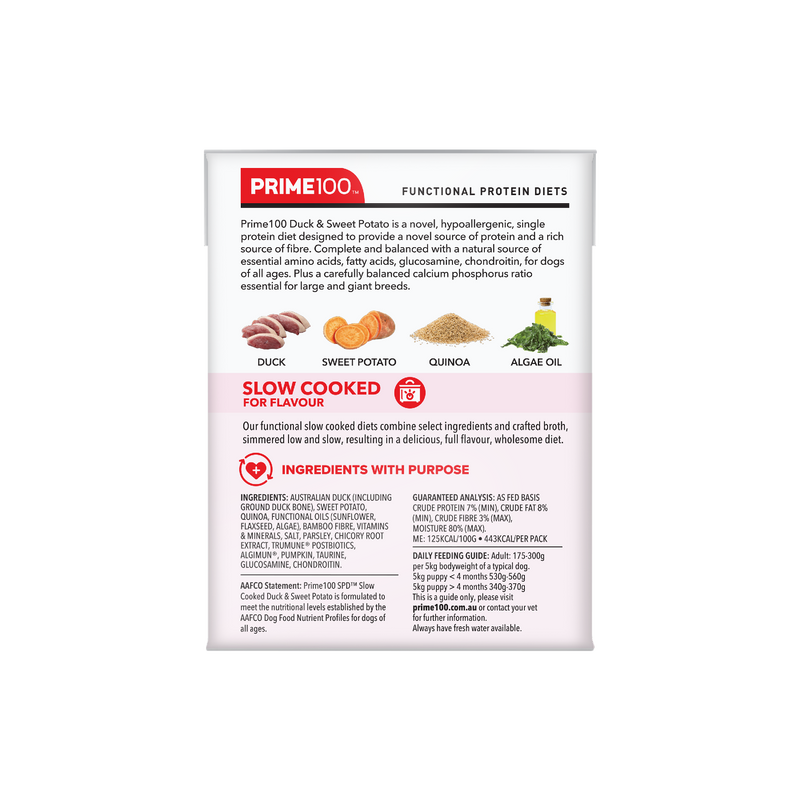 Prime 100 Spd™ Slow Cooked Duck & Sweet Potato 354g