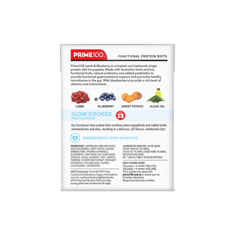 Prime 100 Spd™ Slow Cooked Puppy Lamb & Blueberry 354g