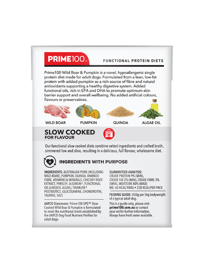 Prime 100 Spd™ Slow Cooked Wild Boar & Pumpkin 354g