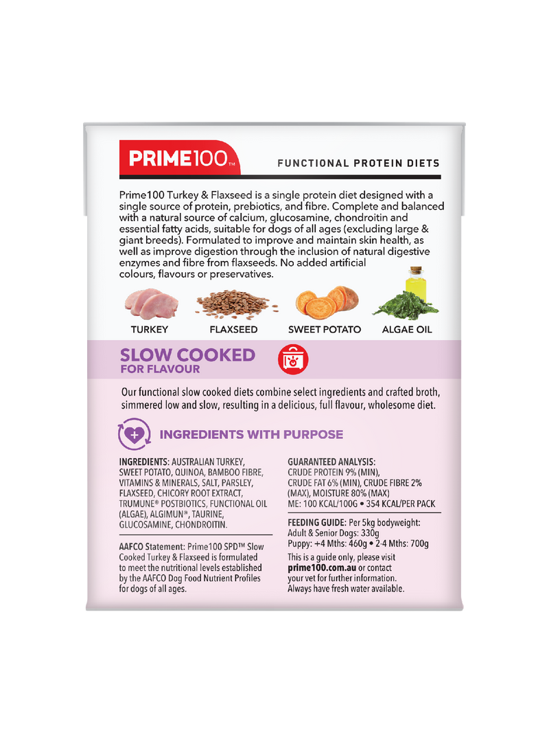Prime 100 Spd™ Slow Cooked Turkey & Flaxseed 354g