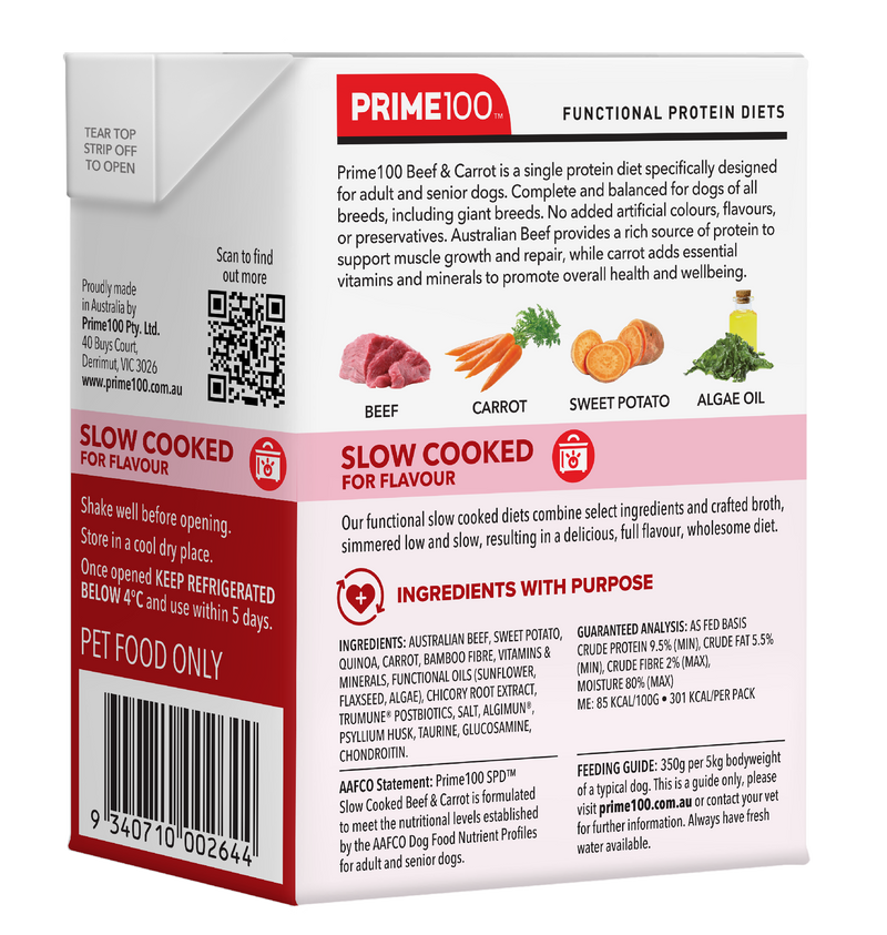 Prime 100 Spd™ Slow Cooked Beef & Carrot 354g